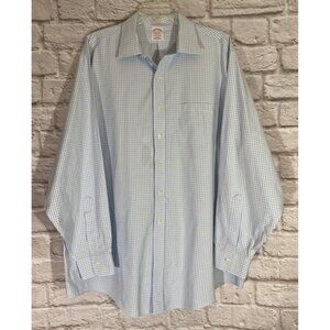Brooks Brothers Mens 17.5 35 Traditional Dress Shirt Non Iron Cotton Blue